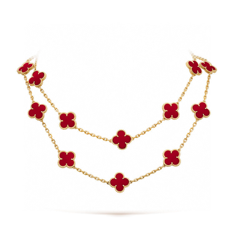[Resenly Jewelry]CLOVER 20 MOTIFS CARNELIAN NECKLACE