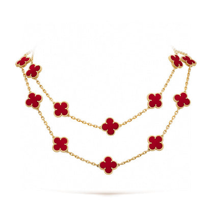 [Resenly Jewelry]CLOVER 20 MOTIFS CARNELIAN NECKLACE