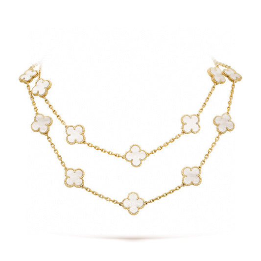 [Resenly Jewelry]CLOVER 20 MOTIFS WHITE MOP NECKLACE