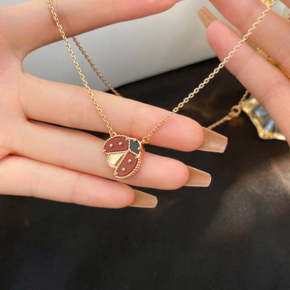 [Resenly Jewelry]LUCKY  CARNELIANS LADYBUG NECKLACE