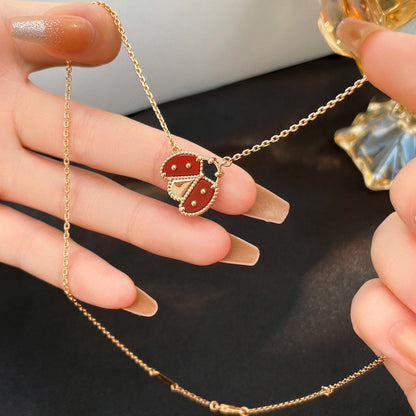 [Resenly Jewelry]LUCKY  CARNELIANS LADYBUG NECKLACE
