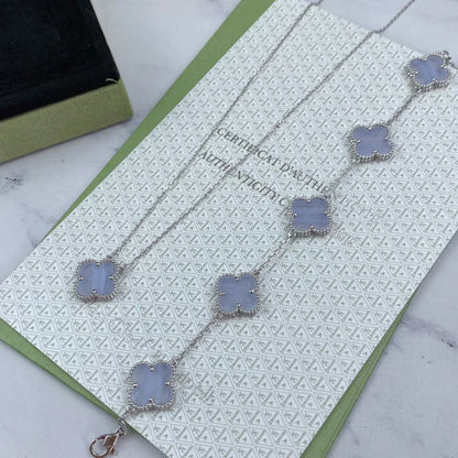 [Resenly Jewelry] CLOVER 5 MOTIF PURPLE CHALCEDONY BRACELET COLLECTION