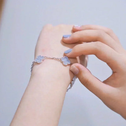 [Resenly Jewelry] CLOVER 5 MOTIF PURPLE CHALCEDONY BRACELET COLLECTION