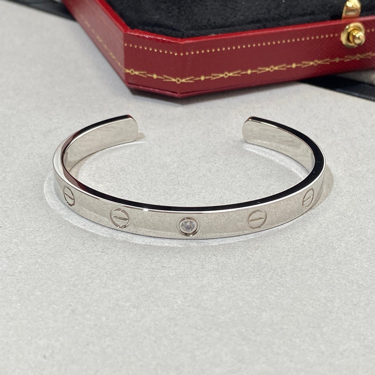 [Resenly Jewelry]LOVE BRACELET 6.1MM 1 DIAMOND OPEN CUFF
