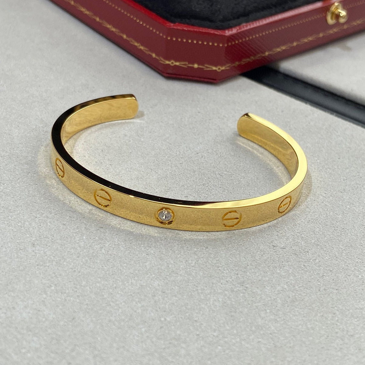 [Resenly Jewelry]LOVE BRACELET 6.1MM 1 DIAMOND OPEN CUFF