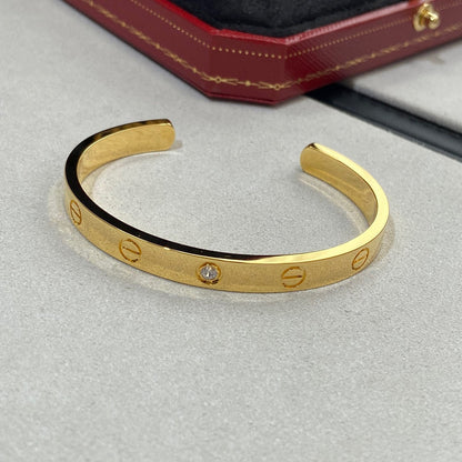 [Resenly Jewelry]LOVE BRACELET 6.1MM 1 DIAMOND OPEN CUFF
