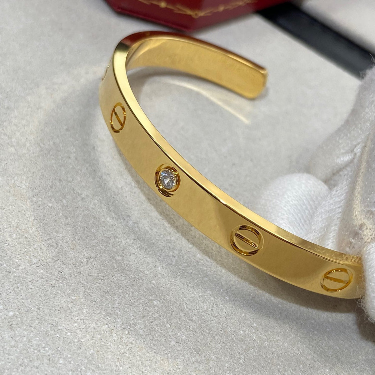 [Resenly Jewelry]LOVE BRACELET 6.1MM 1 DIAMOND OPEN CUFF