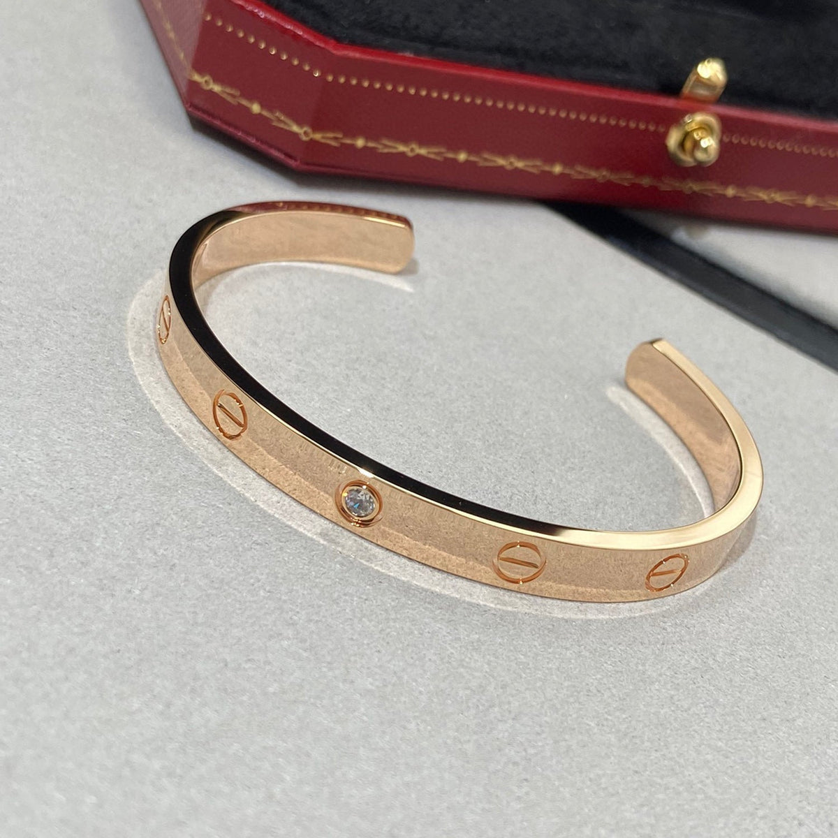 [Resenly Jewelry]LOVE BRACELET 6.1MM 1 DIAMOND OPEN CUFF