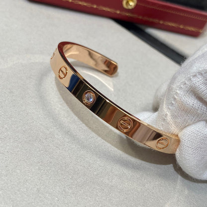 [Resenly Jewelry]LOVE BRACELET 6.1MM 1 DIAMOND OPEN CUFF