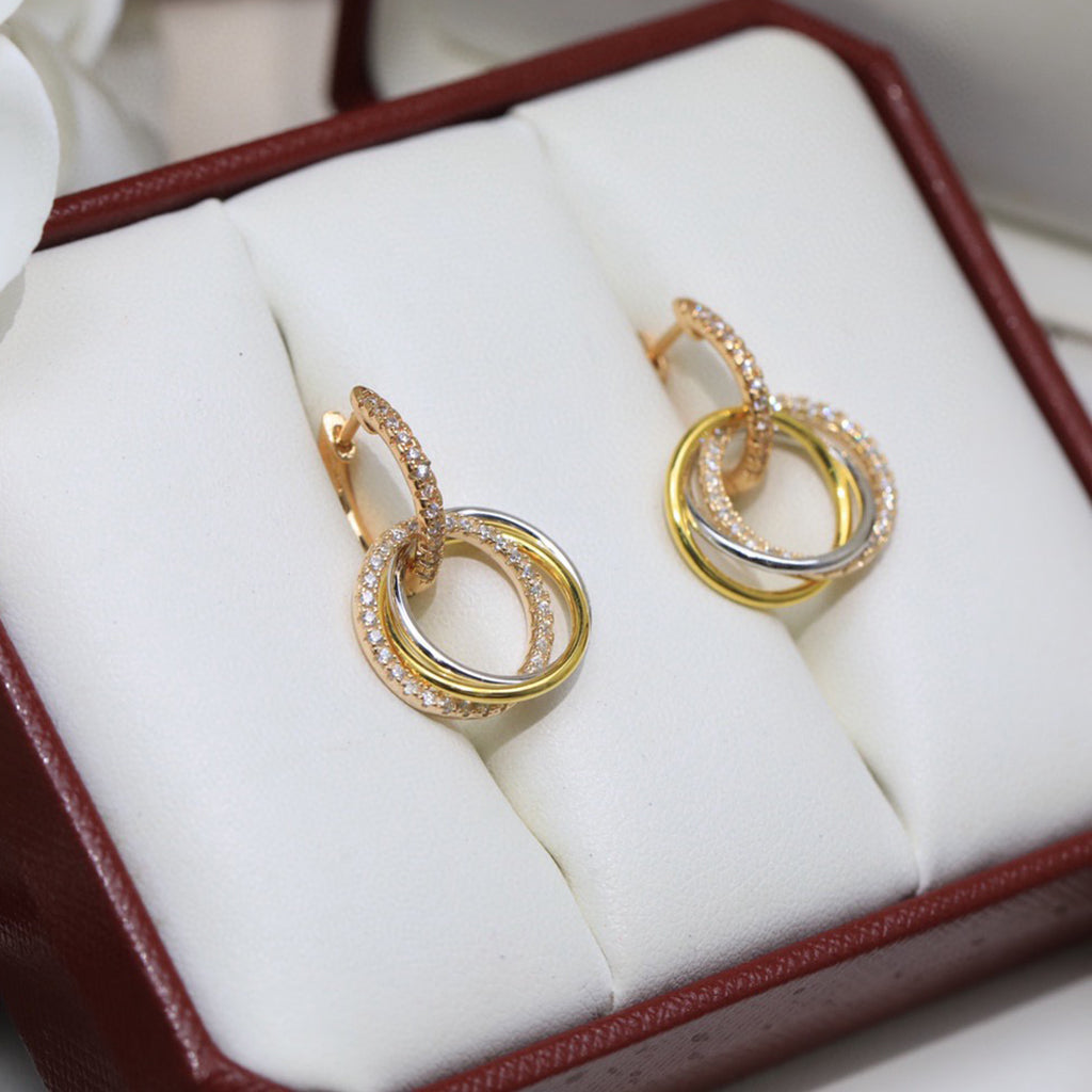 [Resenly Jewelry]TRINITY HALF DIAMOND  EARRINGS