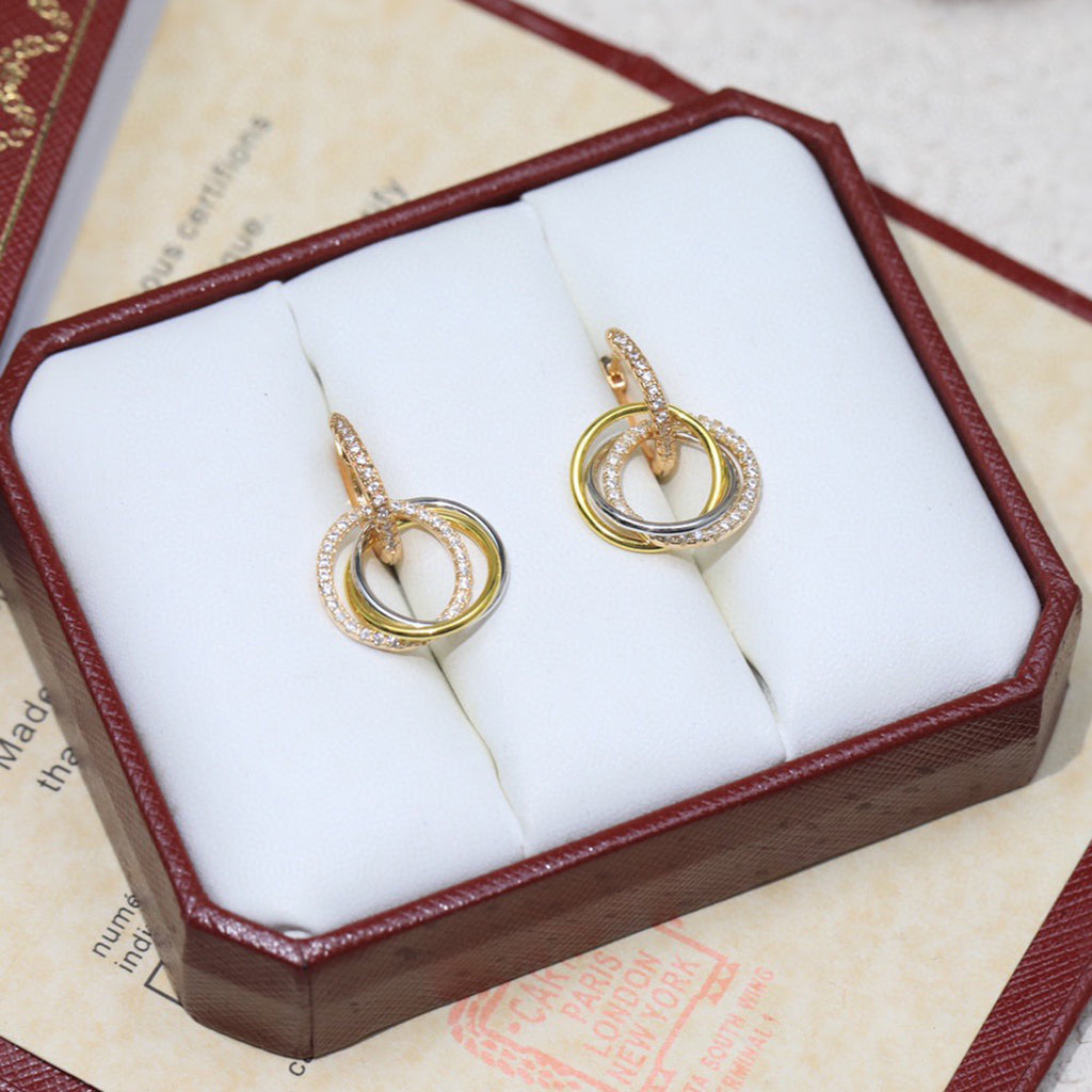 [Resenly Jewelry]TRINITY HALF DIAMOND  EARRINGS