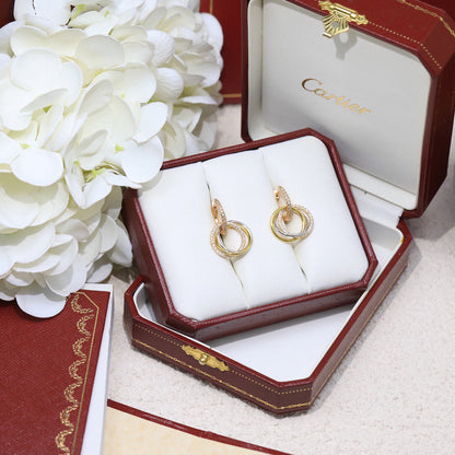 [Resenly Jewelry]TRINITY HALF DIAMOND  EARRINGS