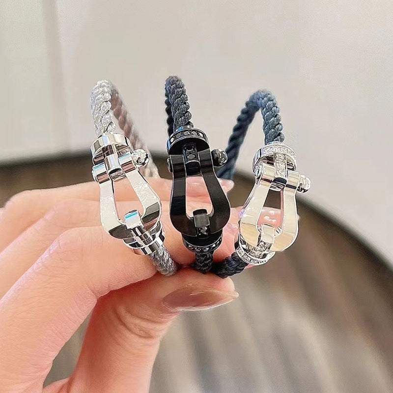 [Resenly Jewelry]FORCE LARGE HORSESHOE FULL DIAMOND BRACELET ROSE GOLD