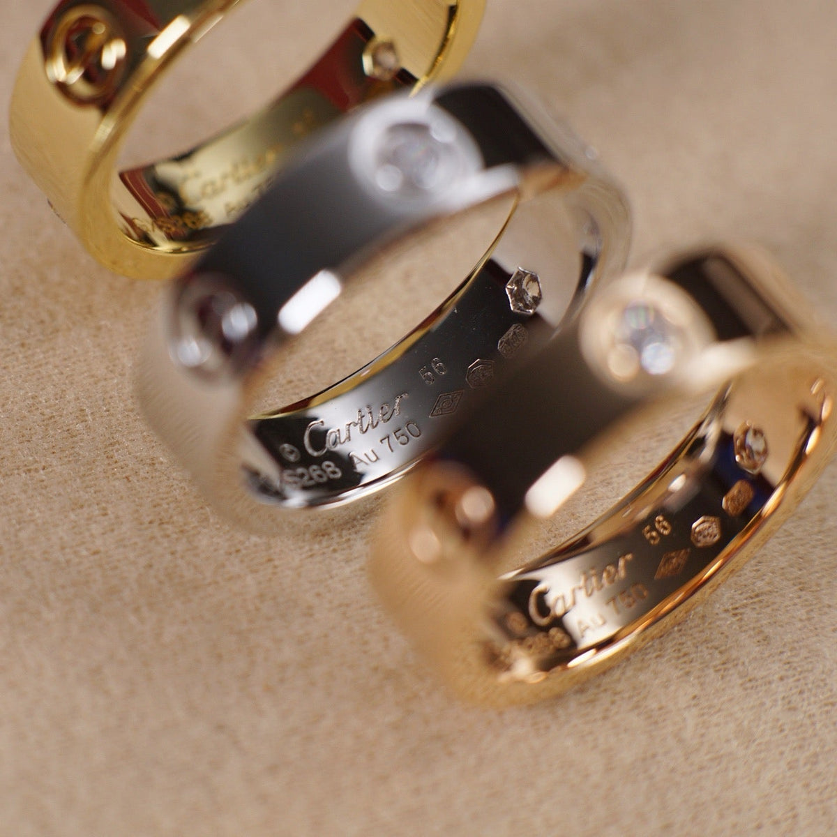 [Resenly Jewelry]LOVE 5.5MM 3 DIAMOND RING