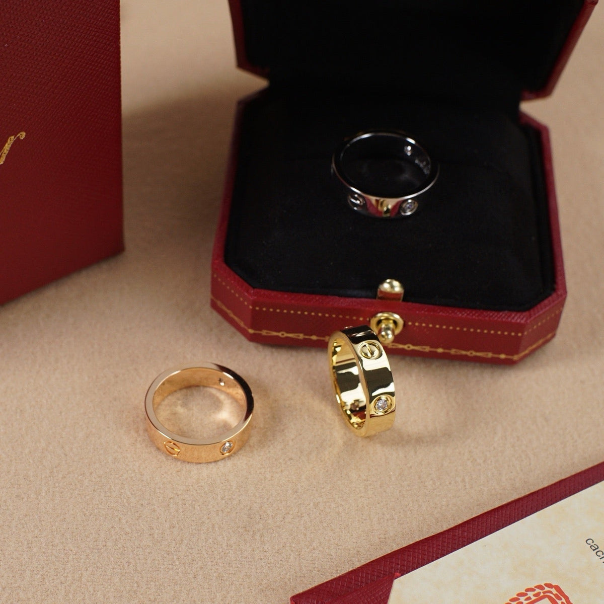 [Resenly Jewelry]LOVE 5.5MM 3 DIAMOND RING