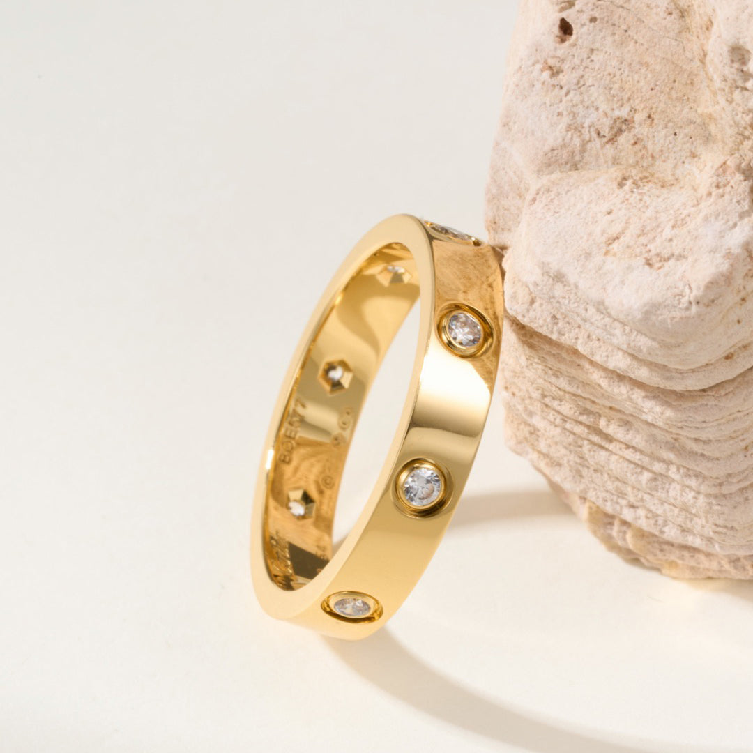 [Resenly Jewelry]LOVE 4MM 8 DIAMOND RING
