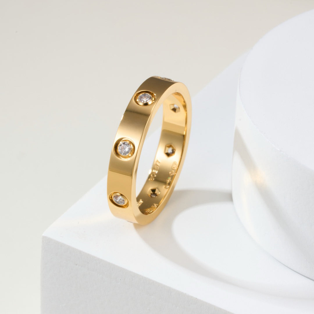 [Resenly Jewelry]LOVE 4MM 8 DIAMOND RING