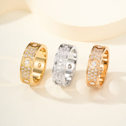[Resenly Jewelry]LOVE 5.5MM FULL-PAVE 6-DIAMOND RING