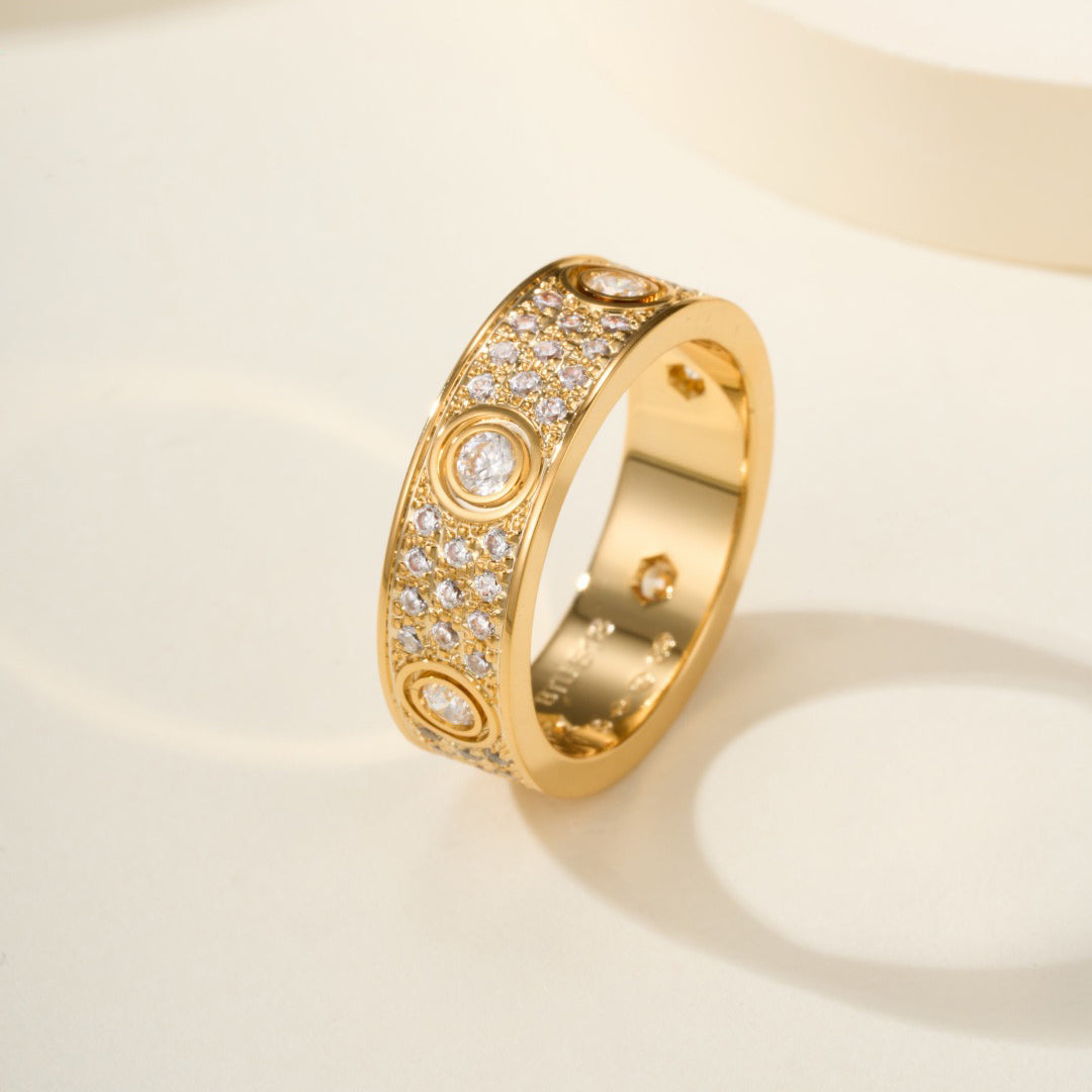 [Resenly Jewelry]LOVE 5.5MM FULL-PAVE 6-DIAMOND RING