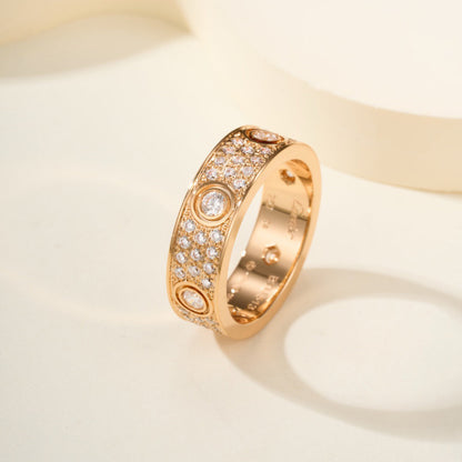 [Resenly Jewelry]LOVE 5.5MM FULL-PAVE 6-DIAMOND RING