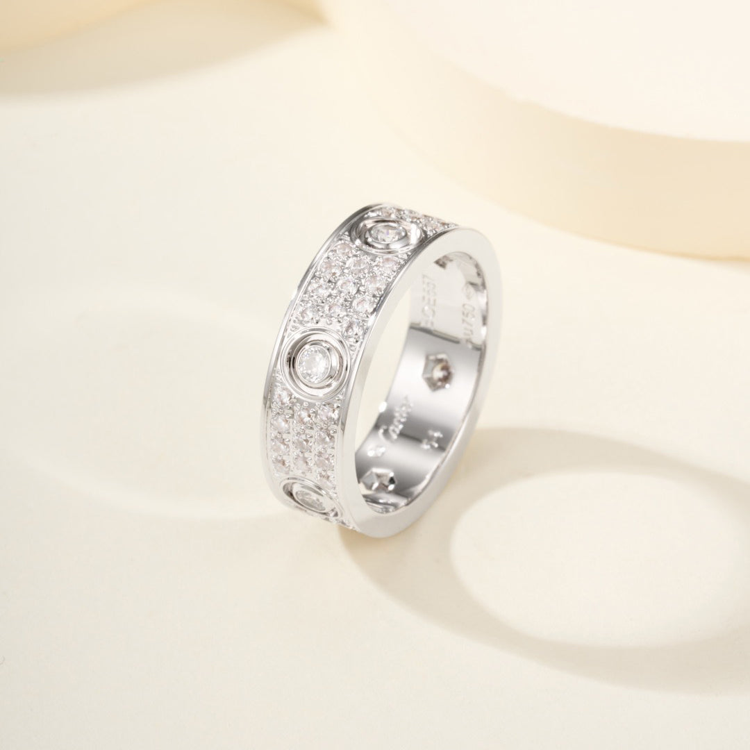 [Resenly Jewelry]LOVE 5.5MM FULL-PAVE 6-DIAMOND RING