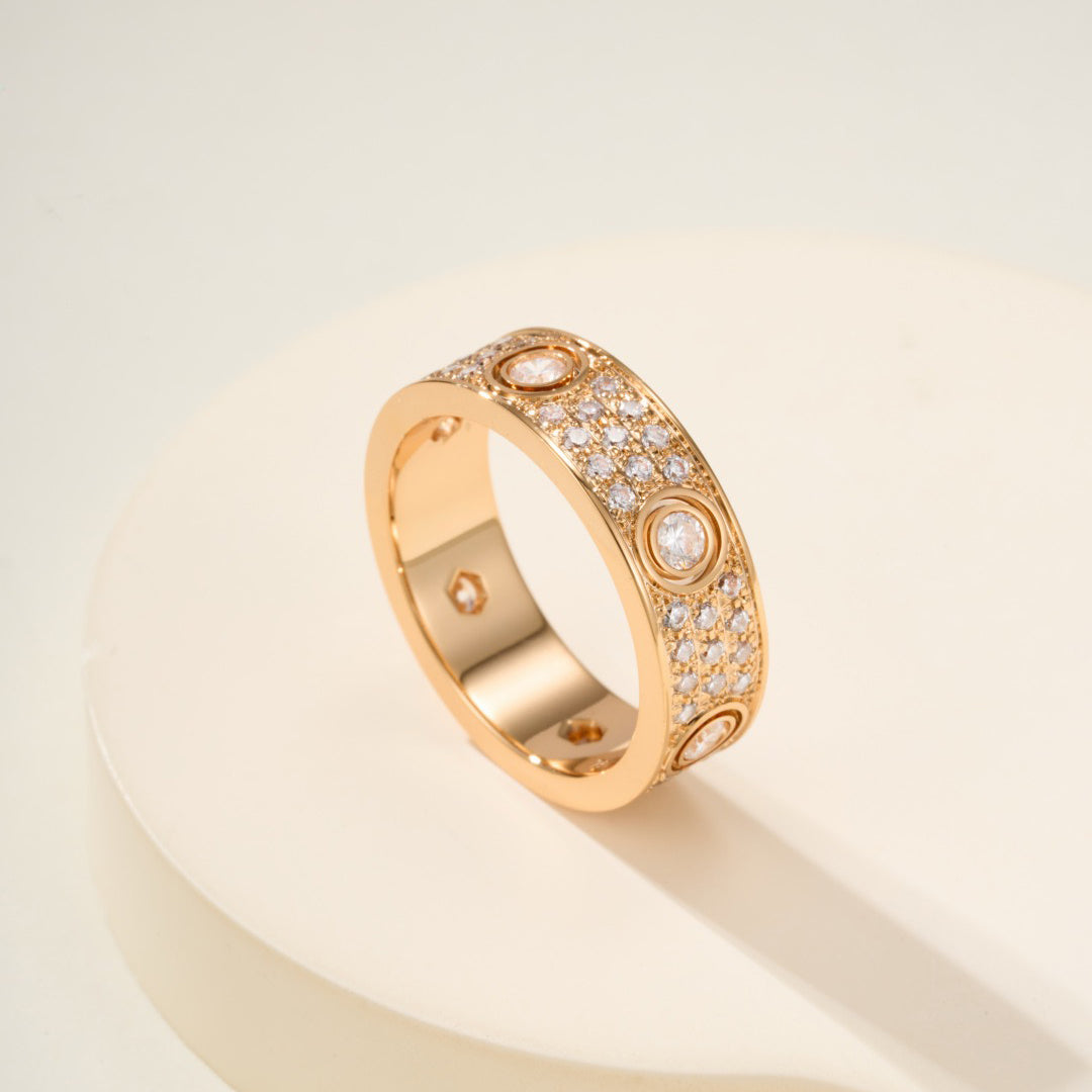 [Resenly Jewelry]LOVE 5.5MM FULL-PAVE 6-DIAMOND RING