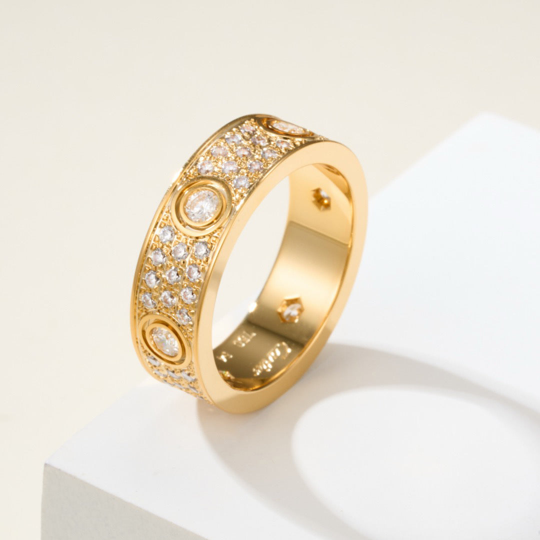 [Resenly Jewelry]LOVE 5.5MM FULL-PAVE 6-DIAMOND RING