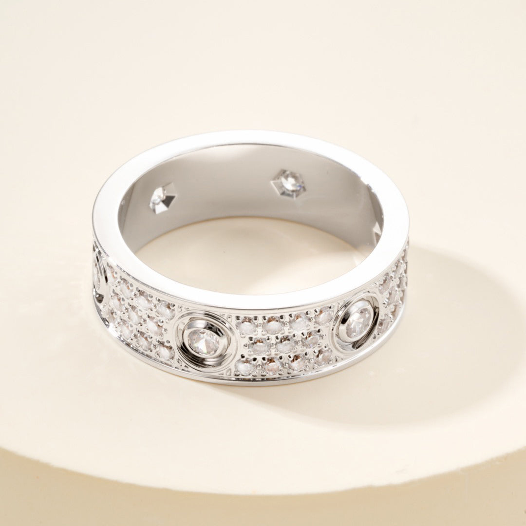 [Resenly Jewelry]LOVE 5.5MM FULL-PAVE 6-DIAMOND RING