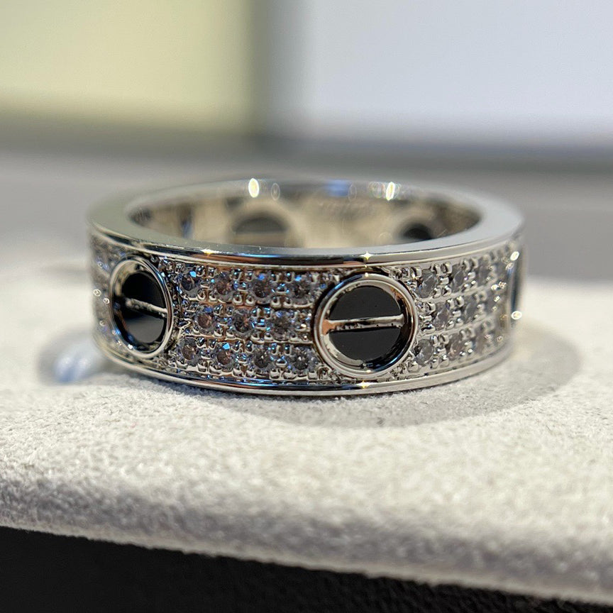 [Resenly Jewelry]LOVE RING 5.5MM DIAMONDS PAVED CERAMIC