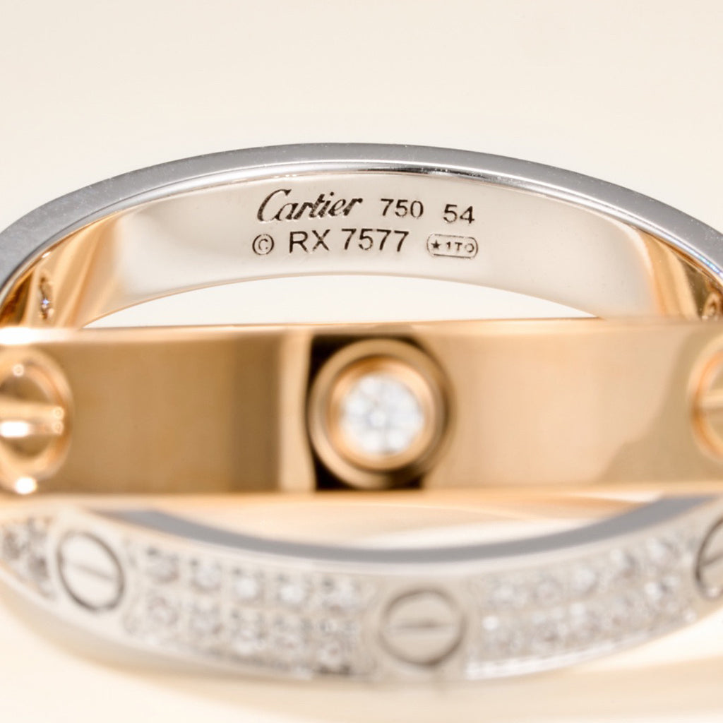 [Resenly Jewelry]LOVE PINK GOLD SILVER DIAMOND DOUBLE RING
