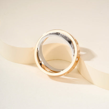 [Resenly Jewelry]LOVE PINK GOLD SILVER DIAMOND DOUBLE RING