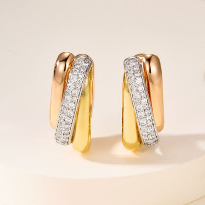 [Resenly Jewelry]TRINITY HALF DIAMOND  CUSHION EARRINGS