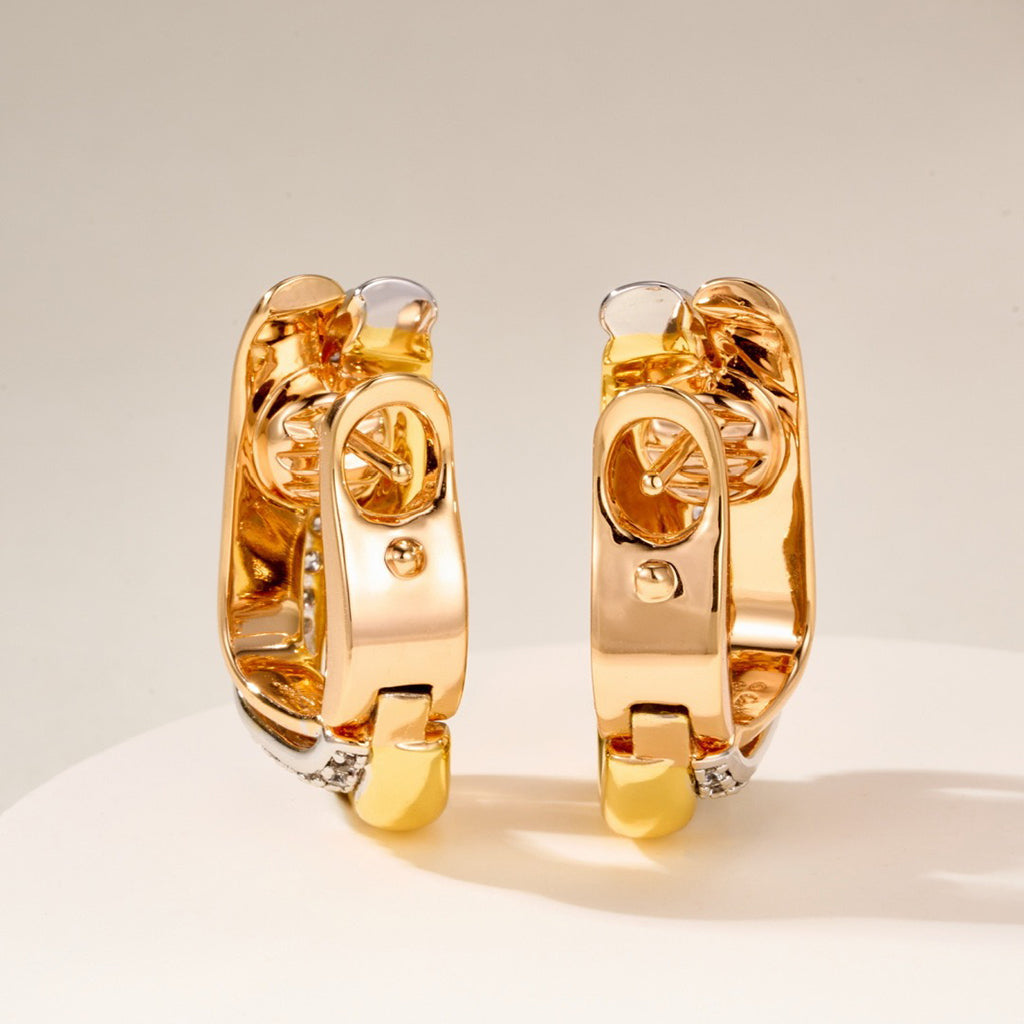 [Resenly Jewelry]TRINITY HALF DIAMOND  CUSHION EARRINGS