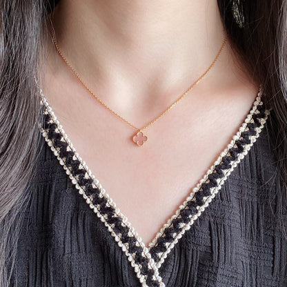 [Resenly Jewelry]CLOVER 15MM PINK MOTHER-OF-PEARL SINGLE FLOWER NECKLACE
