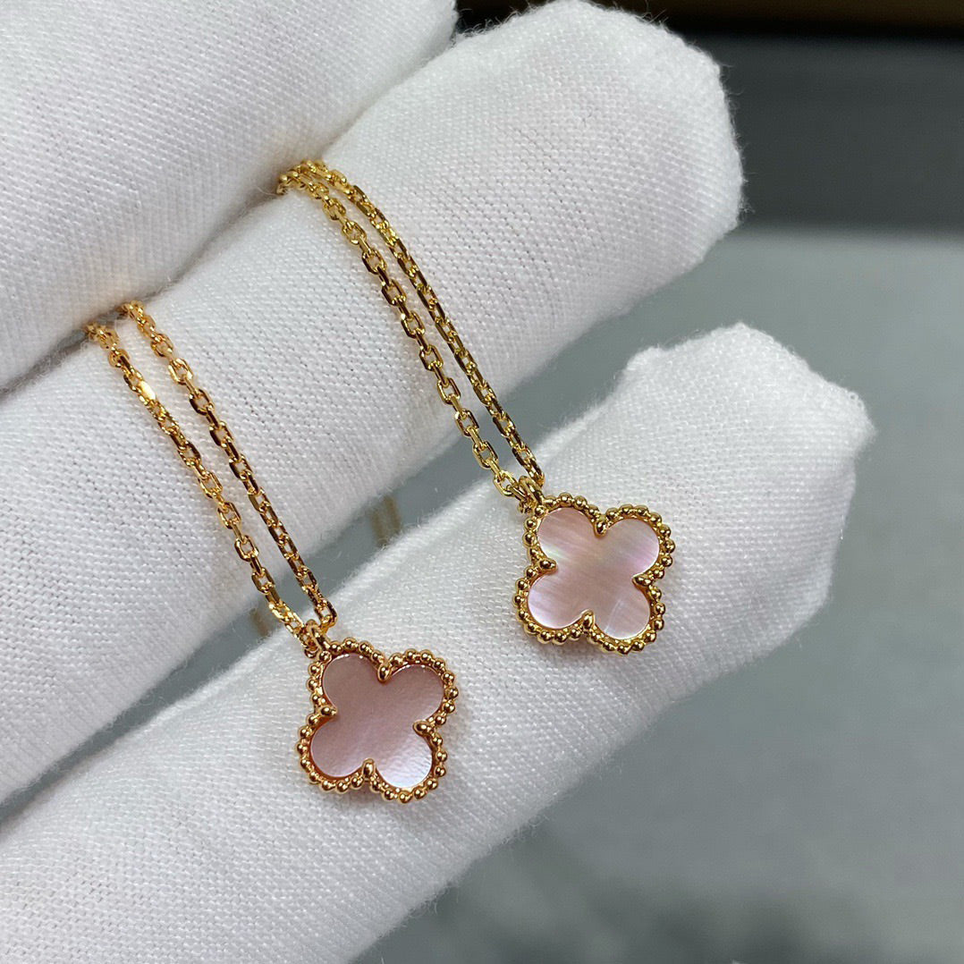 [Resenly Jewelry]CLOVER 15MM PINK MOTHER-OF-PEARL SINGLE FLOWER NECKLACE