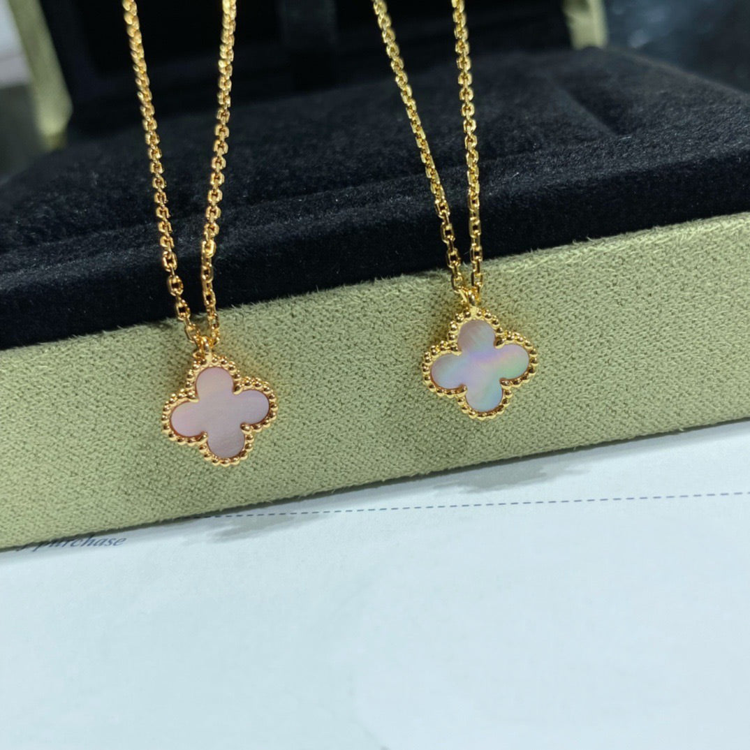 [Resenly Jewelry]CLOVER 15MM PINK MOTHER-OF-PEARL SINGLE FLOWER NECKLACE