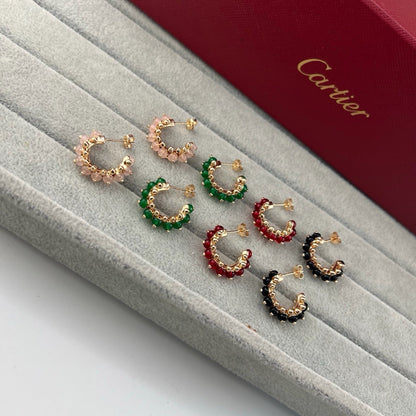 [Resenly Jewelry]CLASH 7.9MM AGATE CHALCEDONY EARRINGS