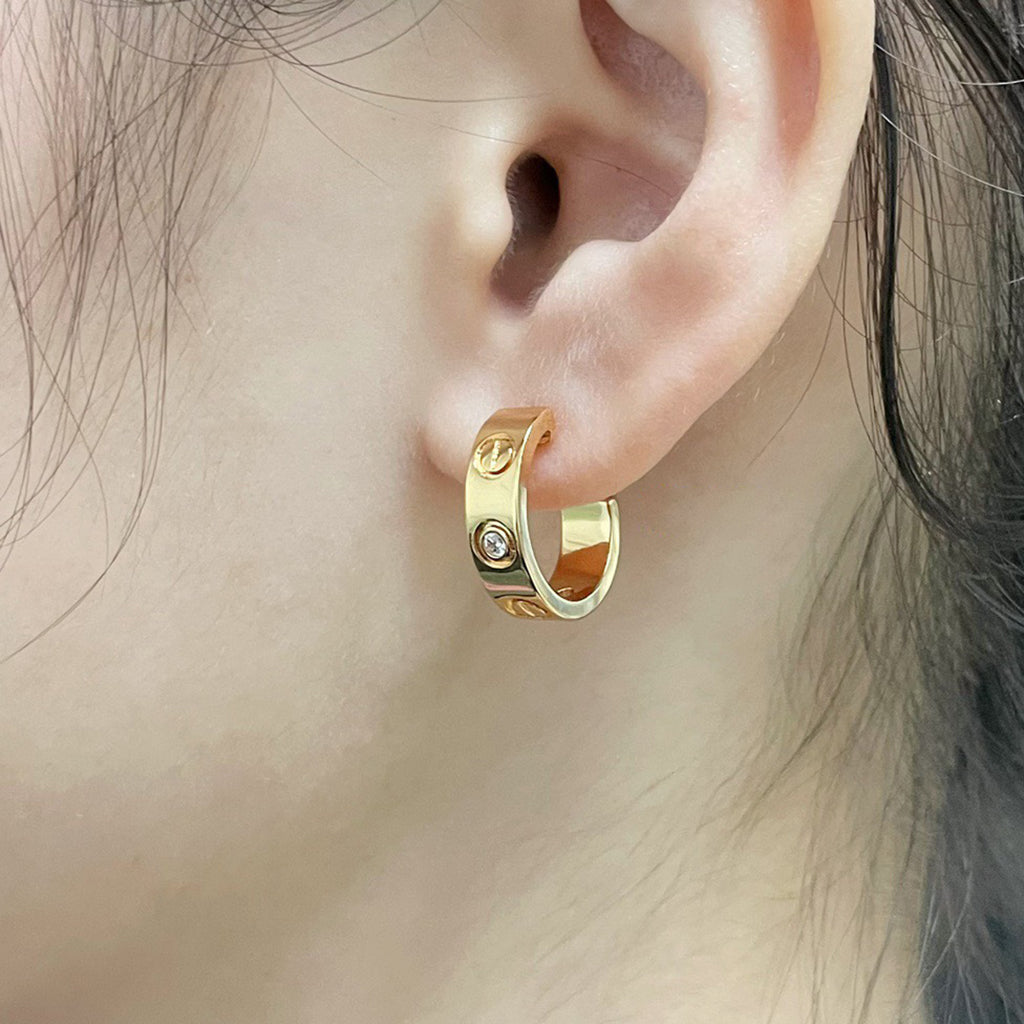 [Resenly Jewelry]LOVE EARRINGS 5.7MM 2 DIAMONDS
