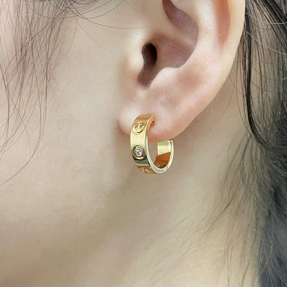 [Resenly Jewelry]LOVE EARRINGS 5.7MM 2 DIAMONDS
