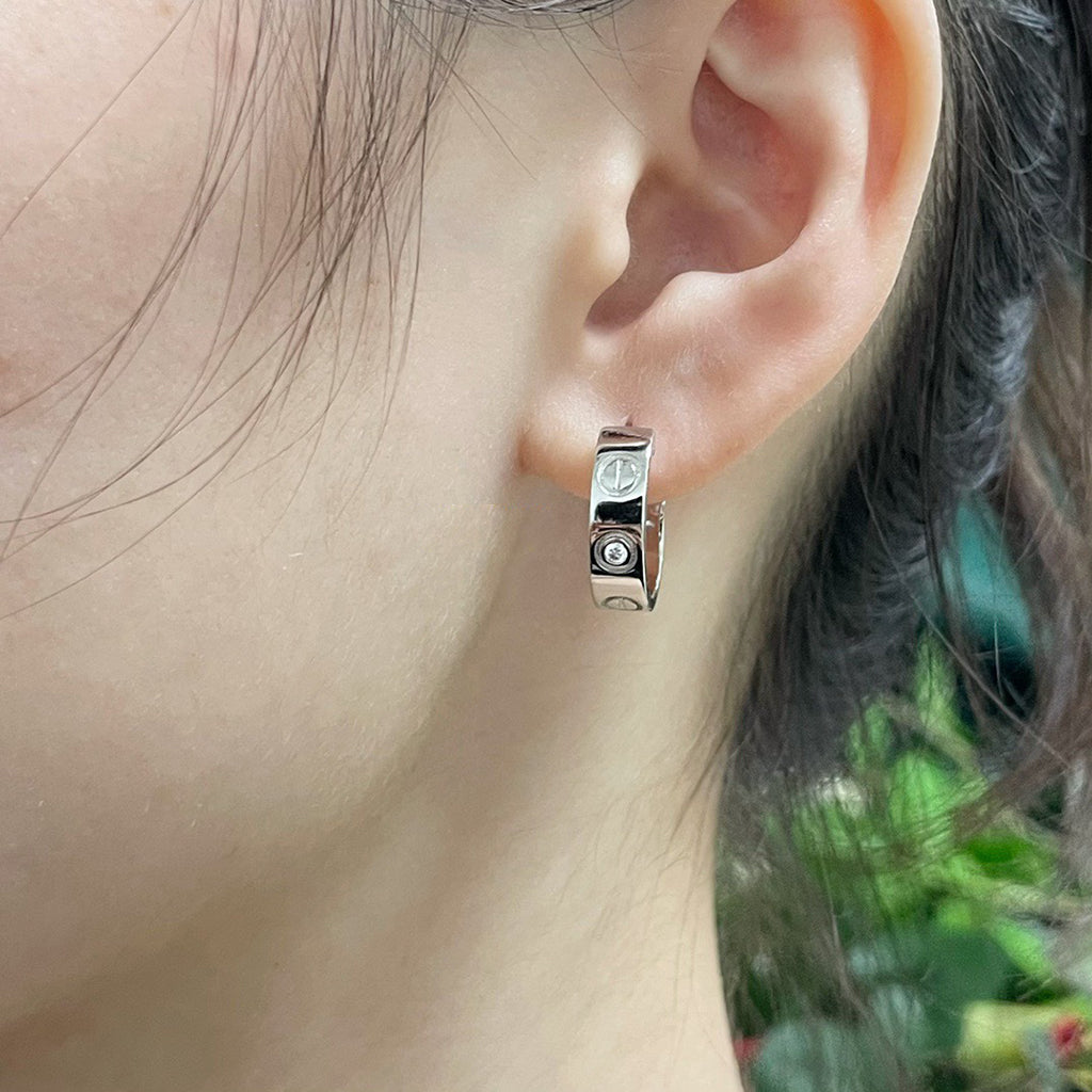[Resenly Jewelry]LOVE EARRINGS 5.7MM 2 DIAMONDS