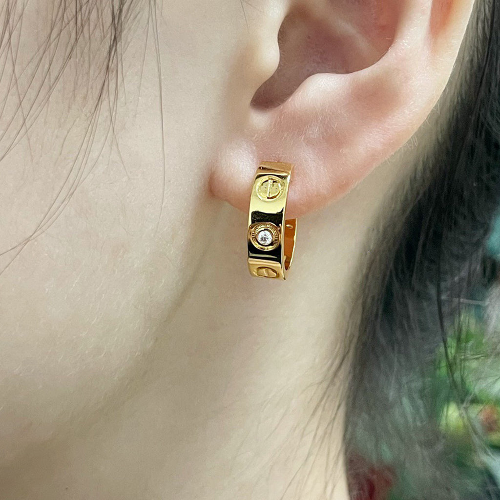 [Resenly Jewelry]LOVE EARRINGS 5.7MM 2 DIAMONDS