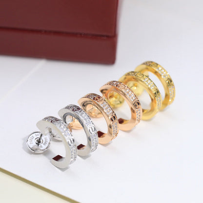 [Resenly Jewelry]LOVE 5.5MM DIAMOND PAVED EARRINGS
