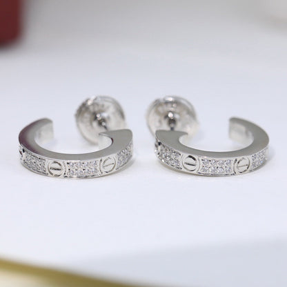 [Resenly Jewelry]LOVE 5.5MM DIAMOND PAVED EARRINGS