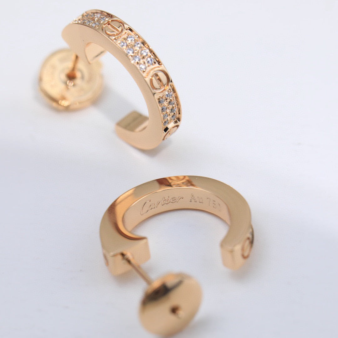 [Resenly Jewelry]LOVE 5.5MM DIAMOND PAVED EARRINGS