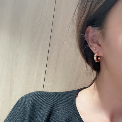 [Resenly Jewelry]LOVE 5.5MM DIAMOND PAVED EARRINGS