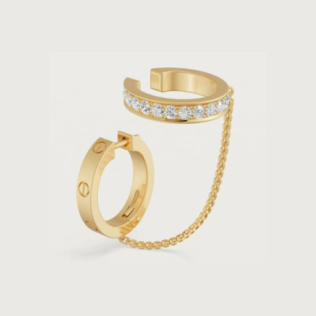 [Resenly Jewelry]LOVE 3.0MM HALF DIAMOND EARRINGS