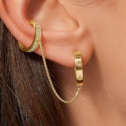 [Resenly Jewelry]LOVE 3.0MM HALF DIAMOND EARRINGS