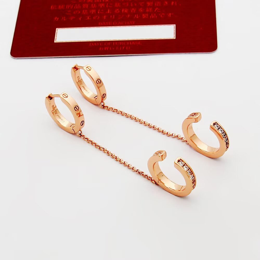 [Resenly Jewelry]LOVE 3.0MM HALF DIAMOND EARRINGS