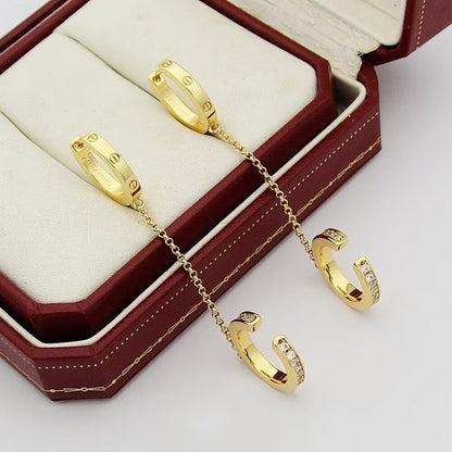 [Resenly Jewelry]LOVE 3.0MM HALF DIAMOND EARRINGS