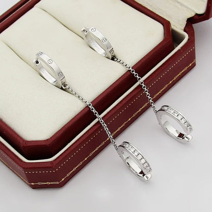[Resenly Jewelry]LOVE 3.0MM HALF DIAMOND EARRINGS